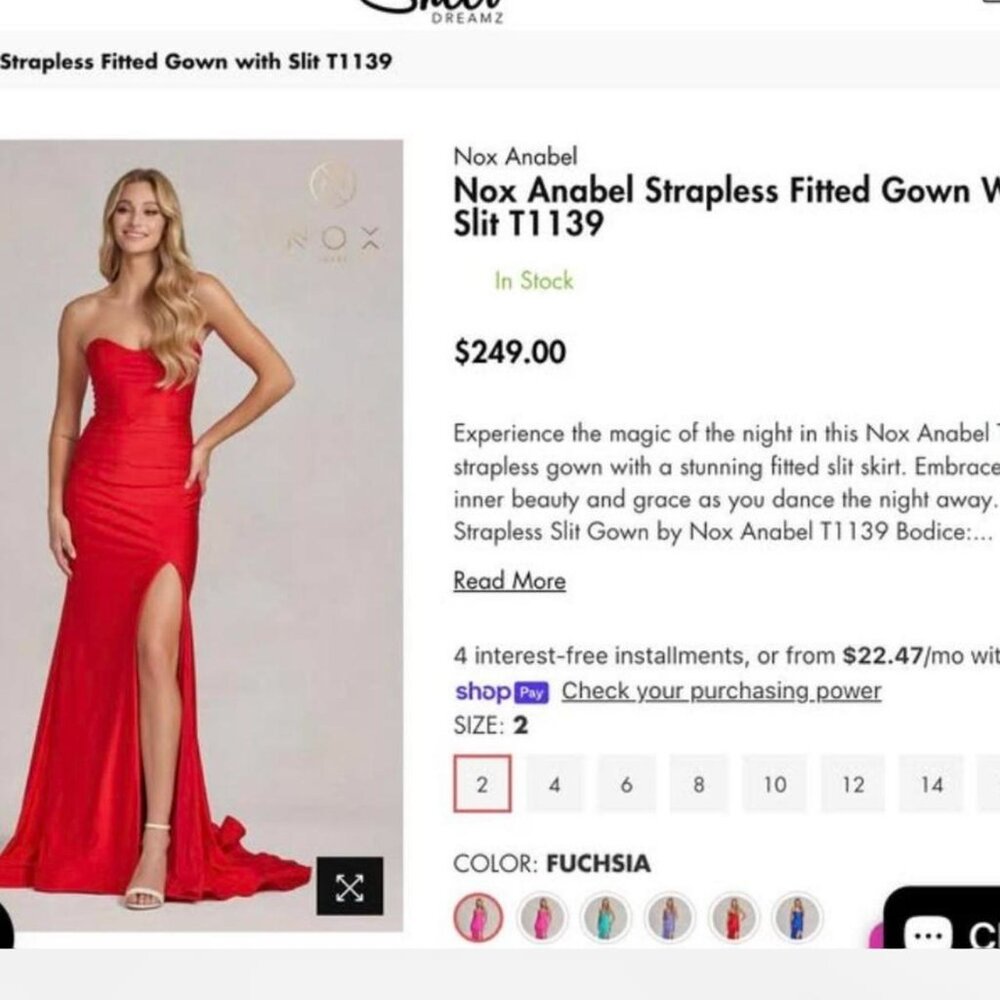 Red Nox Anabel strapless fitted gown